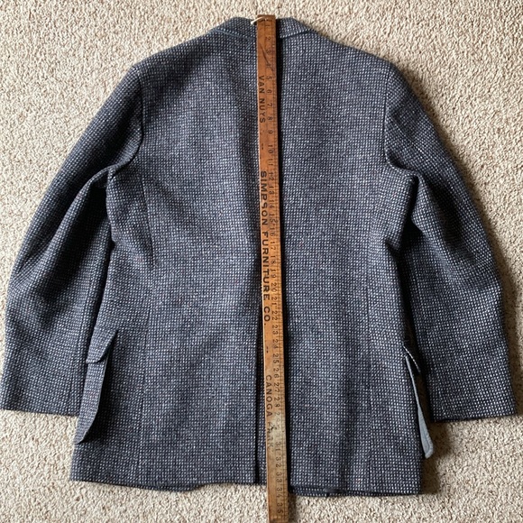 Vtg Pendleton Men’s Gray Multi-Color Fleck Tweed Wool Blazer Jacket Suede Trim - Picture 14 of 15